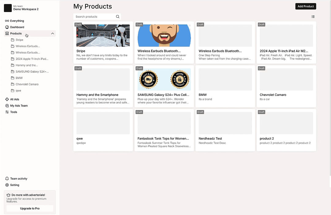 Advertorials screenshot 2